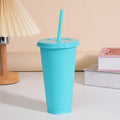 Axyaa 710ml 24oz Reusable Plastic Cold Cup with Lid and Straw