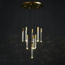 Axyaa Modern Luxury Pendant Lamp, K9 Crystal Gold Chandelier for Loft and Duplex Staircase