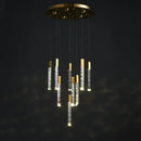 Axyaa Gold Crystal Loft Chandelier for Modern Staircase and Living Room.