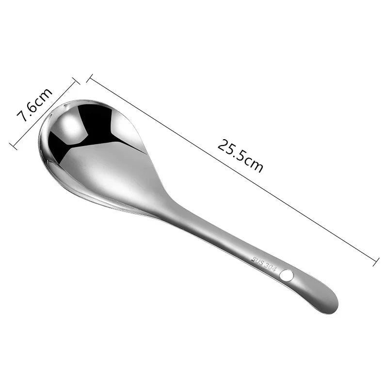 Axyaa Stainless Steel Soup Spoon with Long Handle - Large Capacity Spoons