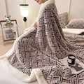Axyaa Plush Fleece Throw Blanket for Sofa Bed - Warm Double Layer Plaid Blanket