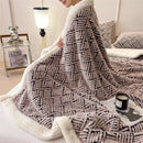 Axyaa Plush Fleece Throw Blanket for Sofa Bed - Warm Double Layer Plaid Blanket