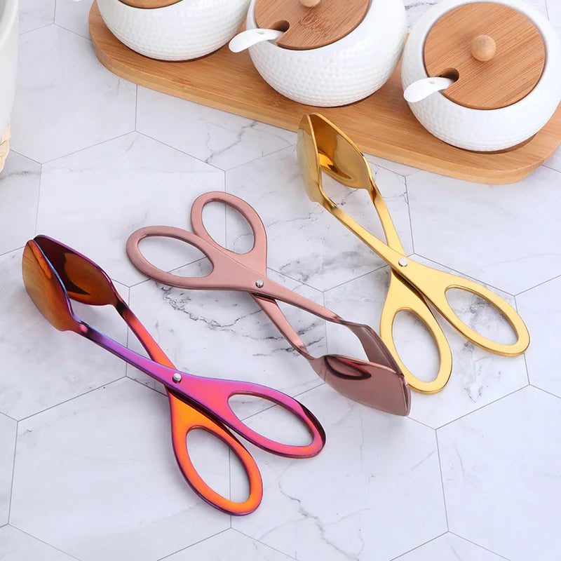 Axyaa Stainless Steel Scissors Food Tongs for Home Cooking