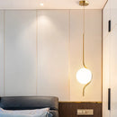 Axyaa Milky Glass Ball Pendant LED Sconces for Bedroom - Long Cable Hanging Lamp