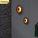 Axyaa Circular Wood Grain LED Wall Lamp for Modern Living Room Lighting