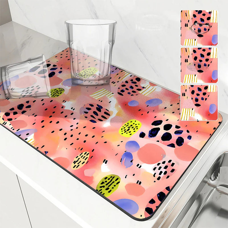 Axyaa Animal Pattern Dry Mat: Absorbent Anti-slip Kitchen & Bathroom Drainer