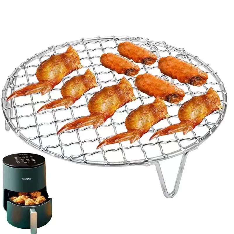 Axya 304 Stainless Steel High Round BBQ Grill Net with Foot, Outdoor Mesh
