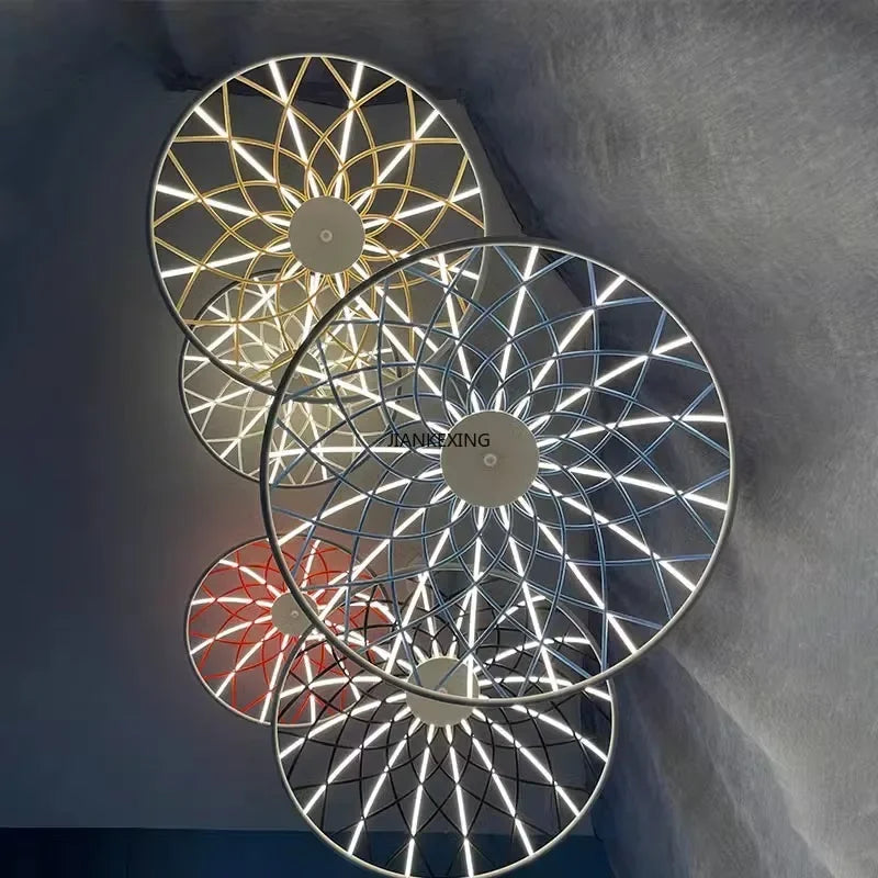 Axyaa SKynest Rope LED Chandelier: Circular Woven Design for Living Room & Restaurant