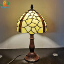 Axyaa Beige Glass Table Lamp Tiffany Style Bedroom Night Light