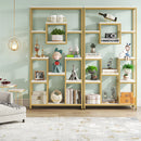 Axyaa 71" Tall Geometric Bookcase with Metal Frame