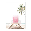 Pink Surfboard Wall Poster Beach Canvas Painting Coconut Tree Art Prints by Axyaa