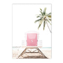 Pink Surfboard Wall Poster Beach Canvas Painting Coconut Tree Art Prints by Axyaa