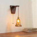 Axyaa Walnut Copper LED Wall Sconce with Pull Chain Switch