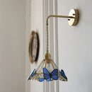 Axyaa Butterfly Glass LED Wall Sconce with Pull Chain Switch