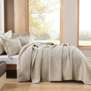 Axyaa Linen/Cotton Queen Quilt Set, Lightweight Diamond Stitch Bedspread Coverlet