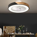 Nordic Solid Wood Black Ceiling Fan Lamp Invisible with Cover by Axyaa.