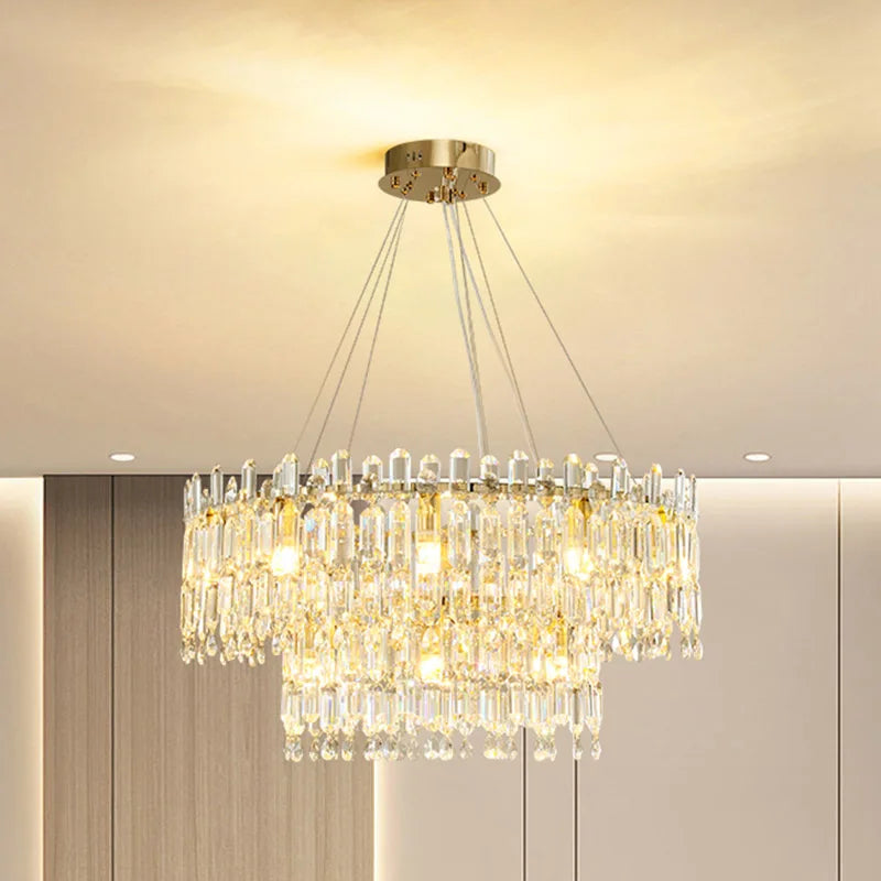 Axyaa Crystal Ceiling Chandelier: Postmodern Luxury for Home Living Room, Dining Room, Bedroom.