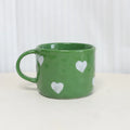 Axyaa 10oz Heart Pattern Ceramic Coffee Mug with Handle, Unique Design, Lovely Gift