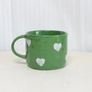 Axyaa 10oz Heart Pattern Ceramic Coffee Mug with Handle, Unique Design, Lovely Gift