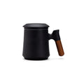 Axyaa Ceramic Bubble Tea Cup with Wood Handle - Luxury Vintage Coffee Mug