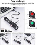 Axya V6 LED Flashlight: Powerful Zoomable Rechargeable Waterproof Torch
