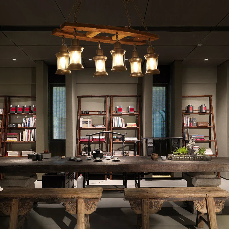Axyaa Retro Industrial Wood Iron LED Pendant Lights - Bar Cafe Decoration Suspend Lamps