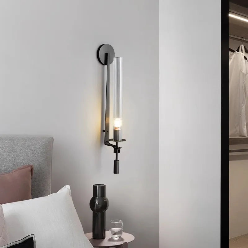 Axyaa Gold Glass Wall Sconce Modern Nordic Retro Vintage Living Room Light