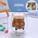 Axyaa Cat Glass Coffee Mug: Double-Walled Milk Cup, Adorable Gift for Breakfast, Juice.