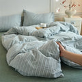 Axyaa Luxury Cotton Stripe Duvet Cover Set - Yarn-Dyed Bedding Set