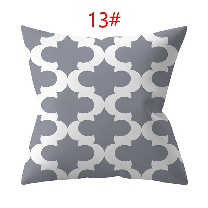 Axyaa 18" Sliver Grey Geometry Striped Pillowcase Home Decor Pillow Cover