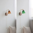 Axyaa Glass Wood LED Wall Lights - Up Down Rotate Wabi Sabi Bedside Lamp