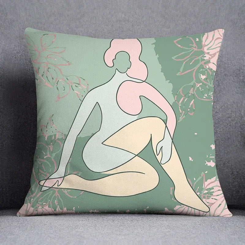 Nordic Abstract Printed Cushion Cover 45x45 cm for Home Decor by Axyaa