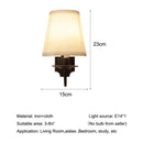 Axyaa Black Iron Wall Lamp with Fabric Shade for Living Room, Bedroom, or Study