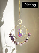 Purple Crystal Moon Sun Catcher Wall Hanging by Axyaa - Home Decor & Gift
