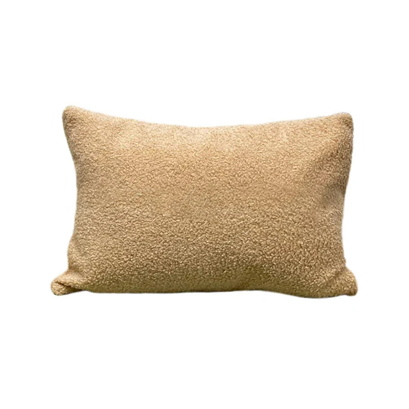 Axyaa Teddy Faux Fur Cushion Cover 30x50 Throw Pillow Cover White Sofa Decor