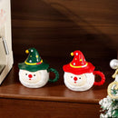 Axyaa Santa Claus Ceramic Mug with Lid and Elf Cap