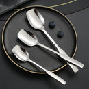 Axyaa Stainless Steel Long Handle Square Spoon Set for Dining and Desserts