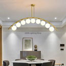 Axyaa Glass Ball LED Pendant Chandelier for Modern Minimal Decor in Gold