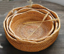 Axyaa Bamboo Woven Fruit Basket for Living Room and Kitchen Storage
