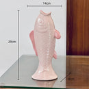 Axyaa Pink Carp Ceramic Vase: Simulated Fish Statue for Home Decoration