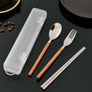 Axyaa Stainless Steel Portable Dinnerware Set with Cutlery Box for Outdoor Picnics