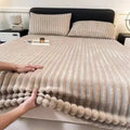 Rabbit Velvet Thicken Fitted Sheet Set Axyaa Warmth Bed Sheet Queen King Size