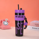 Axyaa 900ml Pink Plastic Water Bottle with Lid & Straw for Girls