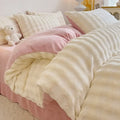 Axyaa Winter Bubble Plush Rabbit Velvet 4-Piece Bed Sheet Set
