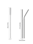 Axyaa Stainless Steel Reusable Straw Set with Cleaning Brush and Cover