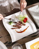 Axyaa Flora 10.25" Ivory White Ceramic Dinner Plates