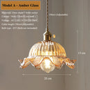Axyaa Glass Pendant Light: Clear/Amber/Green Color, Adjustable Cord, E27 Ceiling Fixture