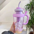 Axyaa 1200ml Sport Water Bottle with Tea Infuser and Straw, Handle - Cute Design
