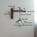 Axyaa Clear Glass LED Wall Sconce with Arm, Black Walnut Wood, Pull Chain - Modern Indoor Lighting