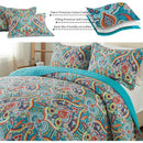 Axyaa Cotton Quilt King Bedding Set with 2 Pillowcases, Garden Style Bedspread